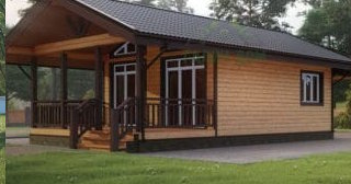 Проект одноэтажного дома из бруса с террасой - Строительство в Ломоносове от Строй-Мск от 135499 руб.
